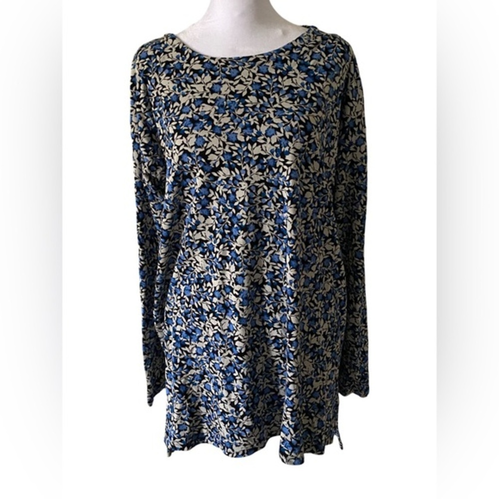 J. Jill Blue and White Floral Blouse